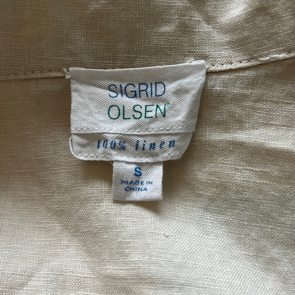 Sigrid Olsen 100% Linen Button Down Long Sleeve Shirt Dress Coastal Grandma - Picture 6 of 7